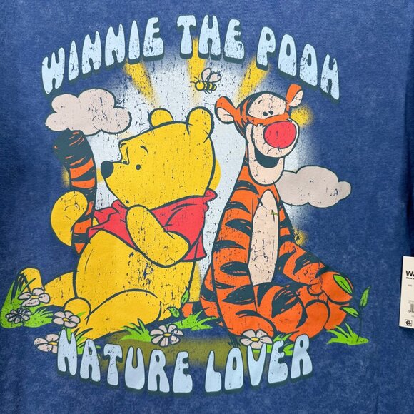 Disney Womens XS (0-2) Blue Winnie The Pooh Nature Lover Graphic T-Shirt Cotton - Picture 1 of 7